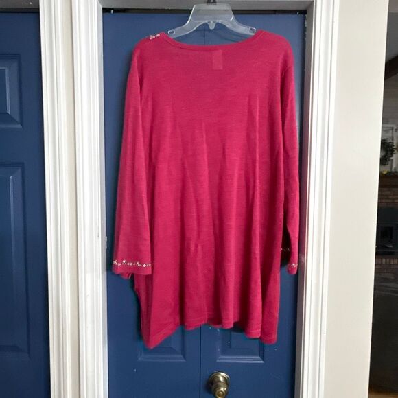 Women’s Berry Color Tunic Top with Sequin Details Size 2X - Picture 5 of 7